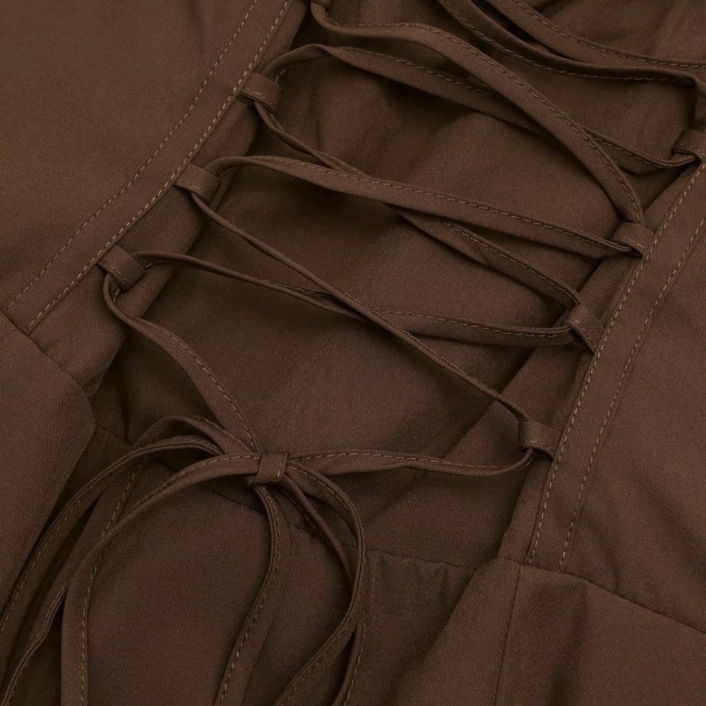 Elegant Brown Midi Dress - Picture 6 of 8
